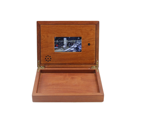 Hộp video quảng cáo bằng gỗ, hộp quà LCD 4,3 inch Bộ nhớ 128MB