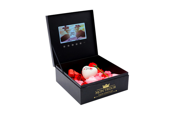 Màn hình LCD hộp quà từ tính sang trọng gói quà video lời chào mời đám cưới