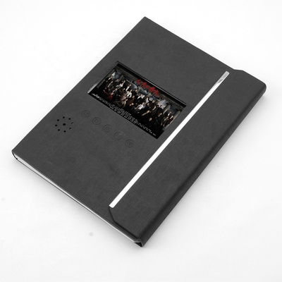 Thư mục Video LCD PU màu đen Kích thước A4, Thiệp Chúc mừng Video 4,3 inch