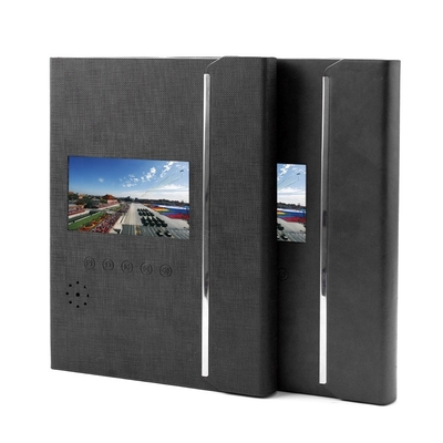 Thư mục Video LCD PU màu đen Kích thước A4, Thiệp Chúc mừng Video 4,3 inch